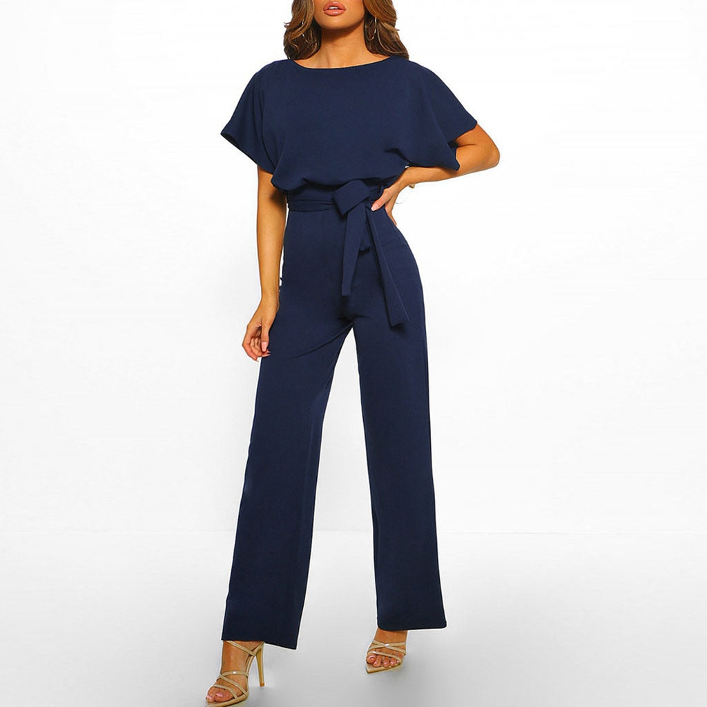 Wide-Leg Jumpsuit with Belted Waist