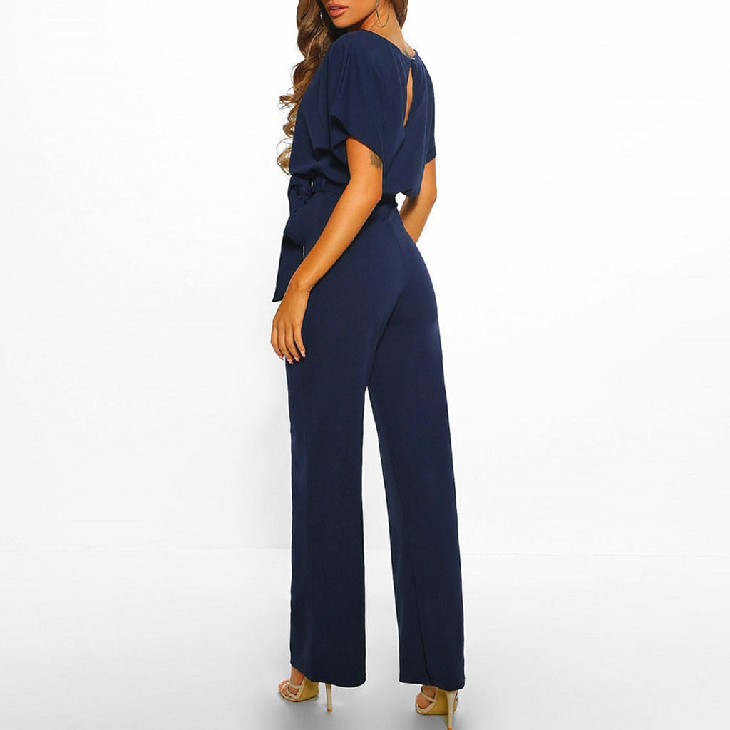 Wide-Leg Jumpsuit with Belted Waist