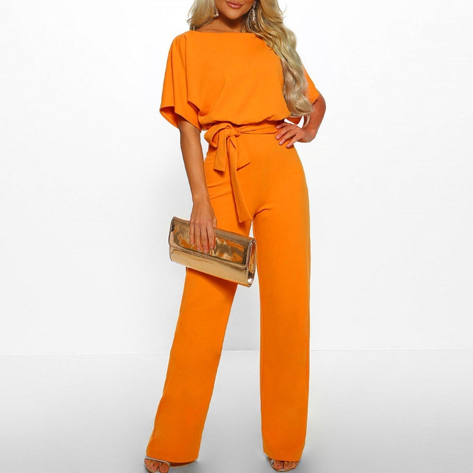 Wide-Leg Jumpsuit with Belted Waist