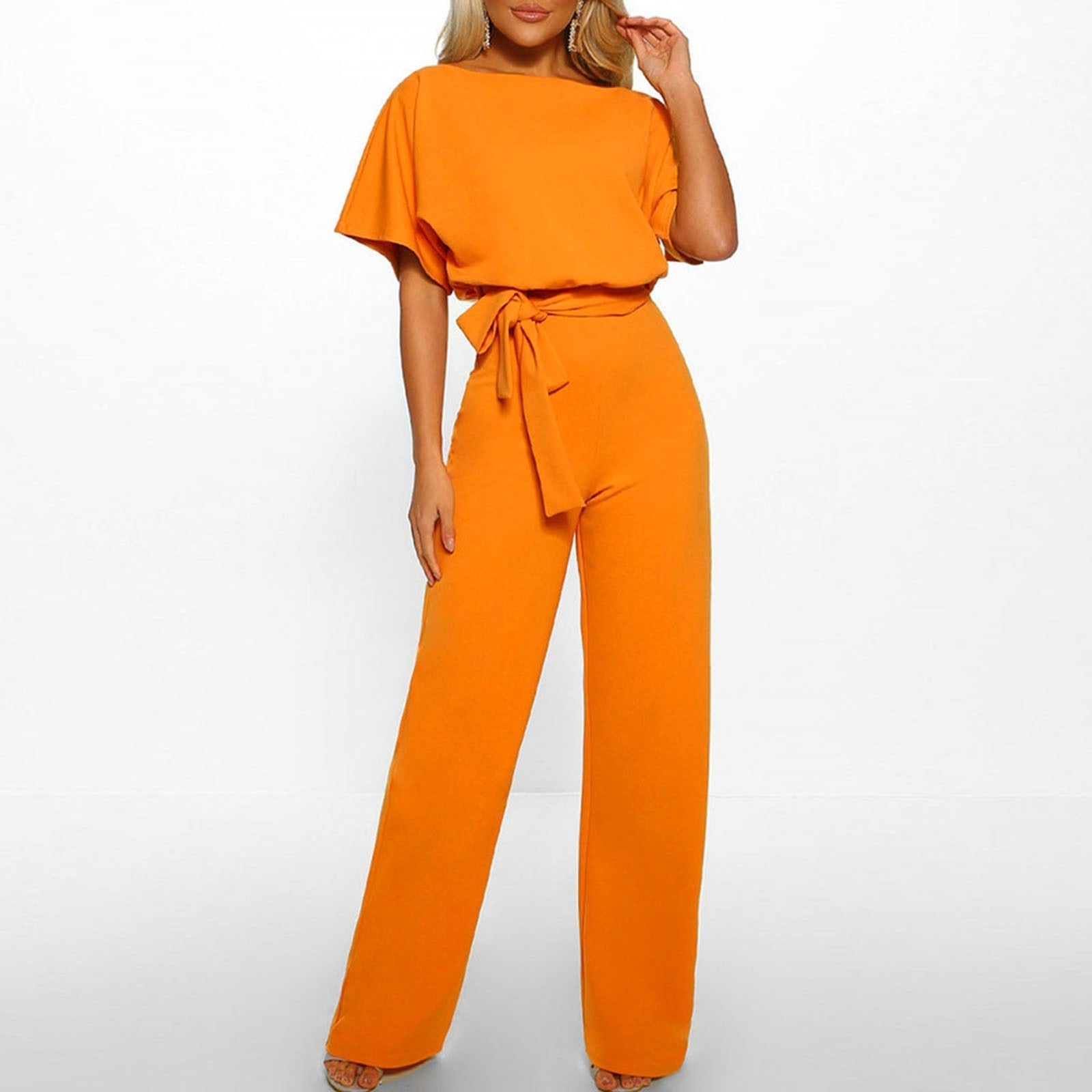 Wide-Leg Jumpsuit with Belted Waist