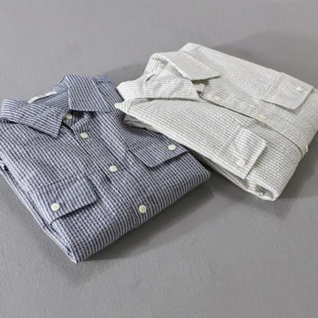 Men's Striped Cotton Button-Down Shirt