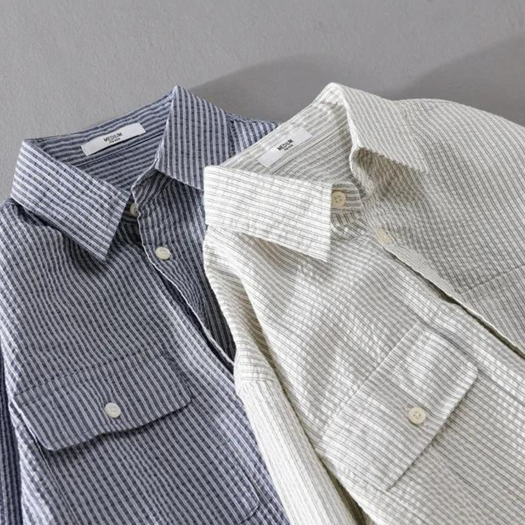 Men's Striped Cotton Button-Down Shirt