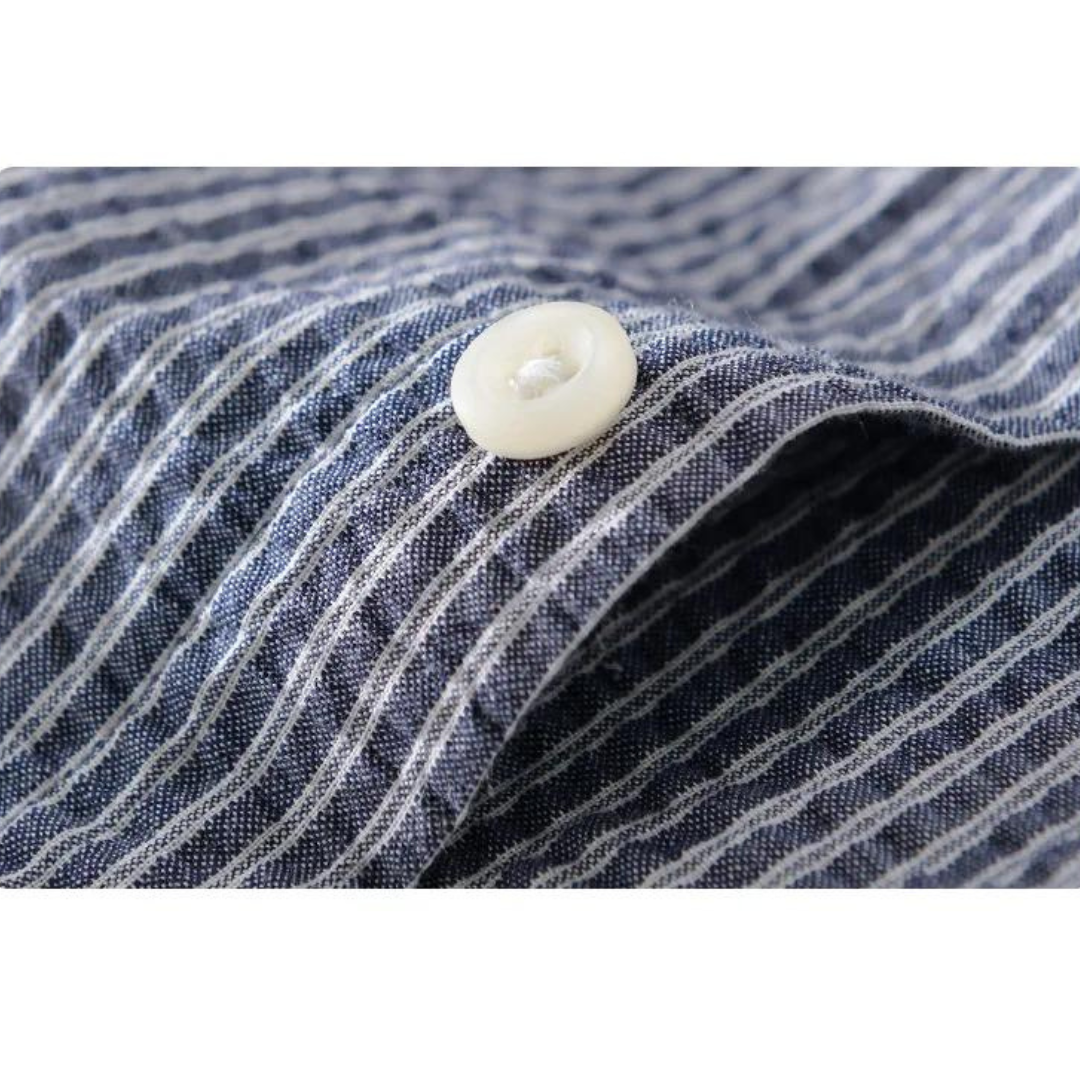 Men's Striped Cotton Button-Down Shirt