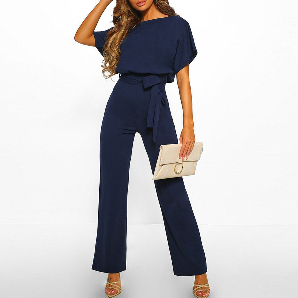 Wide-Leg Jumpsuit with Belted Waist