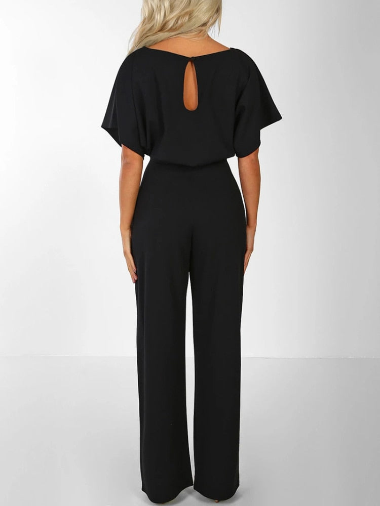 Wide-Leg Jumpsuit with Belted Waist